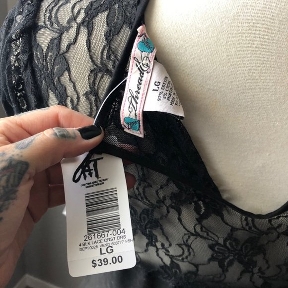 Hot Topic Black Lace Bubble Dress Large NWT Goth - Picture 5 of 5